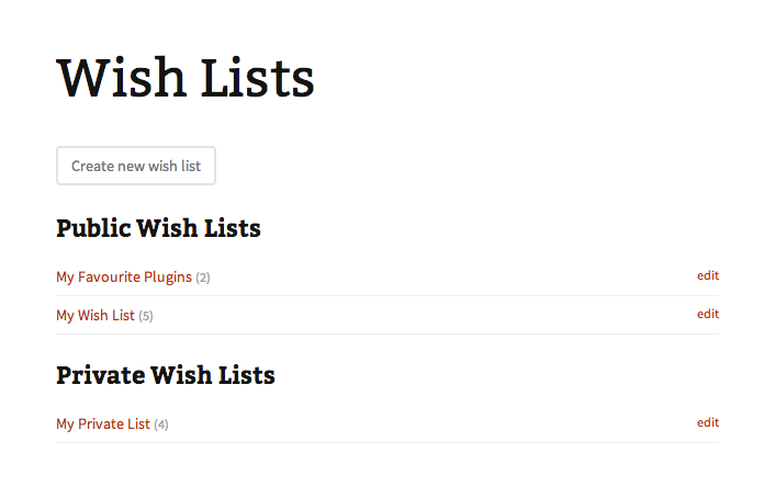 The Wish Lists addon as a digital product store feature