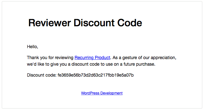 Reviewer Discount Code Email
