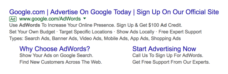 Search engine marketing ad example