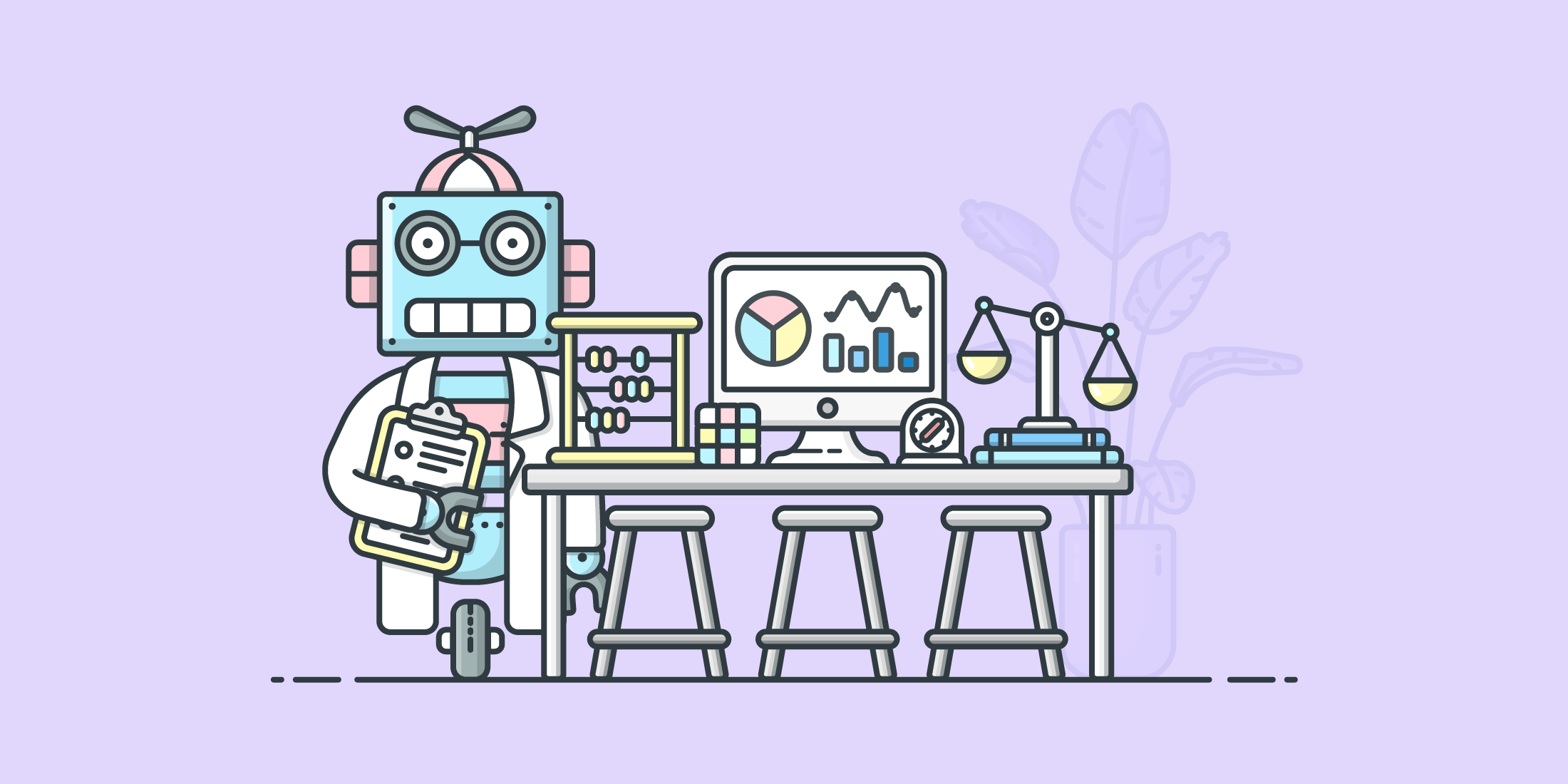 Illustration of a robot with scientific instruments