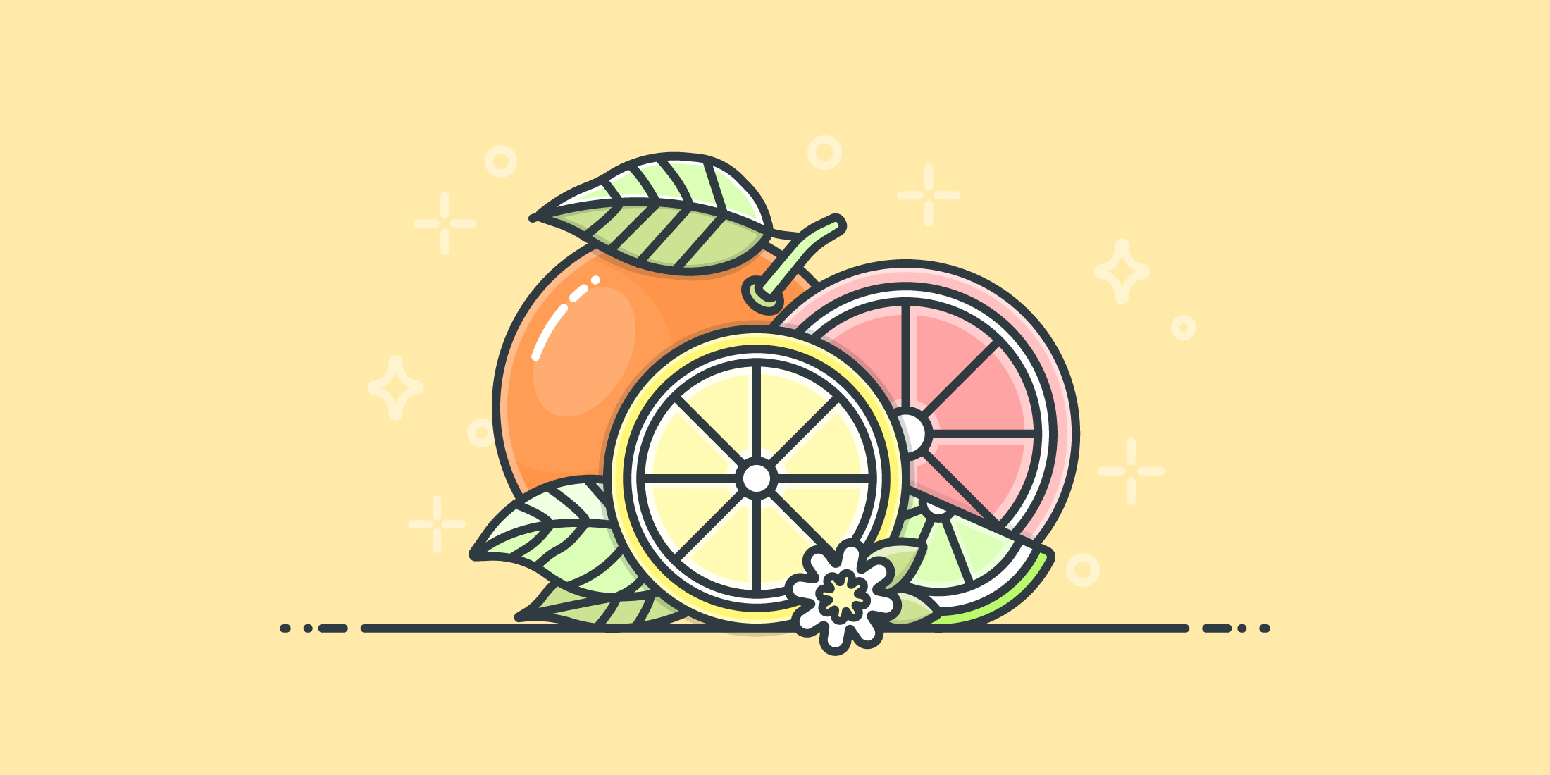 Illustration of citrus fruits