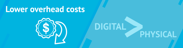 Illustration: benefit of selling digital products: low overhead costs
