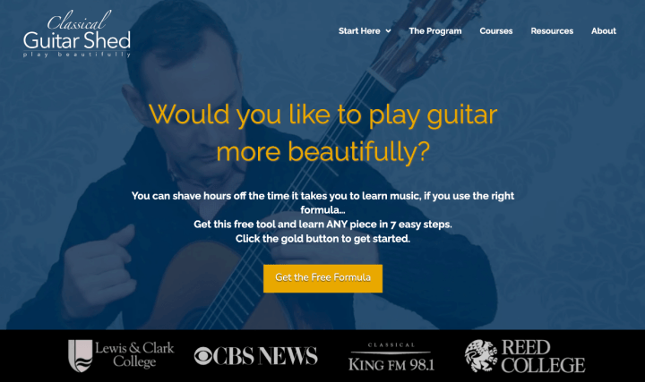 Classical Guitar Shed Website