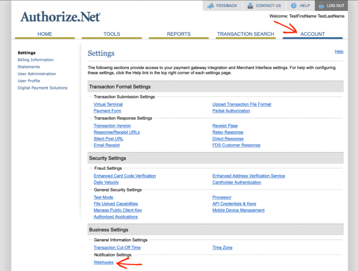 Screenshot: EDD Authorize.net Account Settings