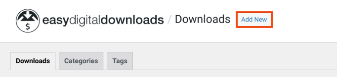 Adding a new download in WordPress.