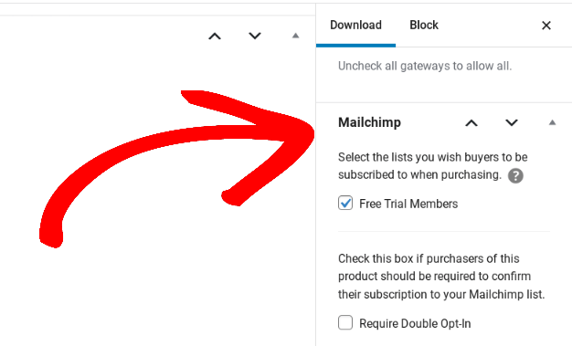 Connecting a free subscription trial to Mailchimp.