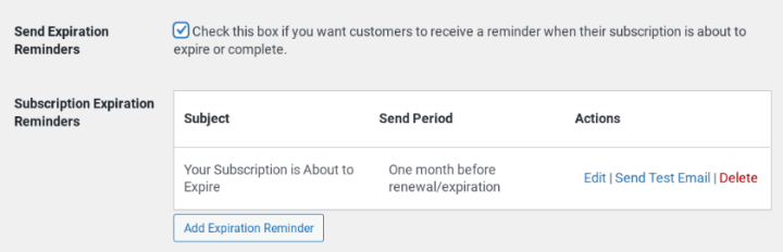 The option to send subscription reminders in EDD.