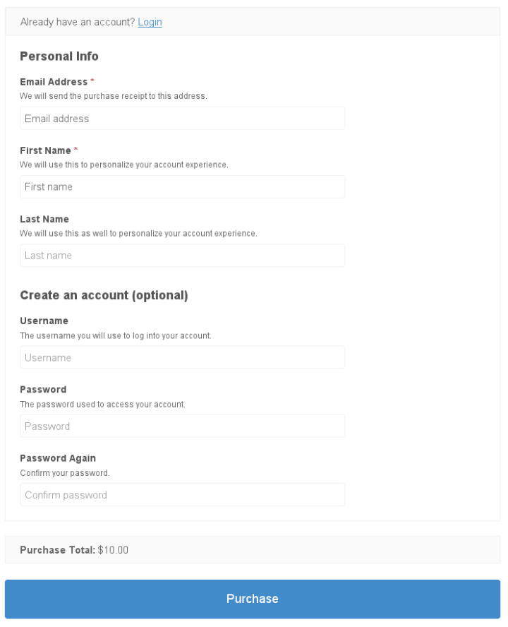 The preview of a checkout page in WordPress.