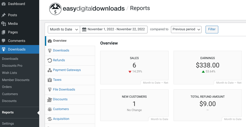 The EDD Reports interface.