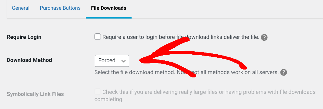 file-download-method-option – Easy Digital Downloads The download method options in EDD where you can force WordPress files to download.
