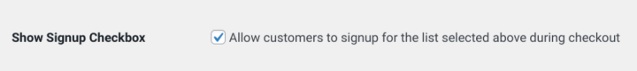The extension setting to add customers to GetResponse during checkout in WordPress.