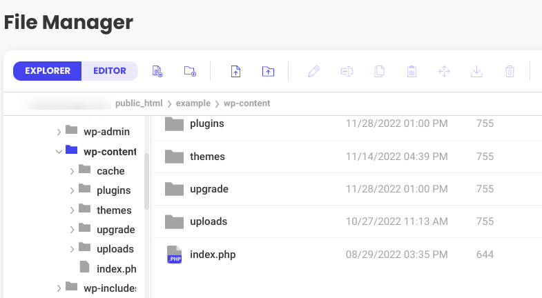 The SiteGround File Manager.
