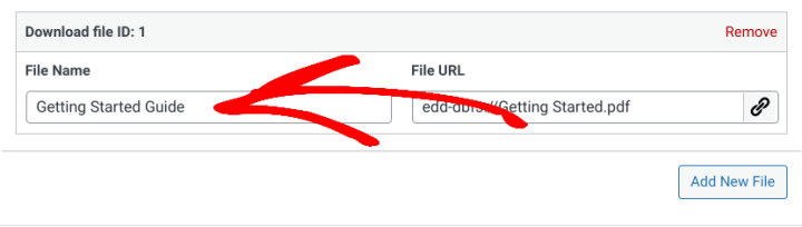 The File Name text field for a digital product in EDD.