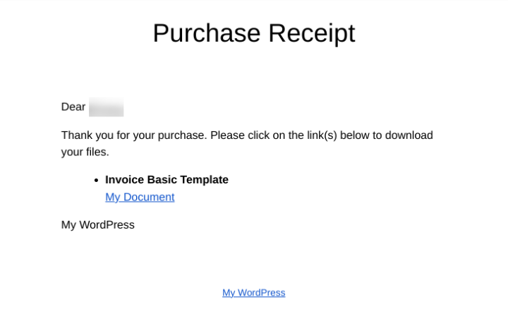 A purchase receipt email.