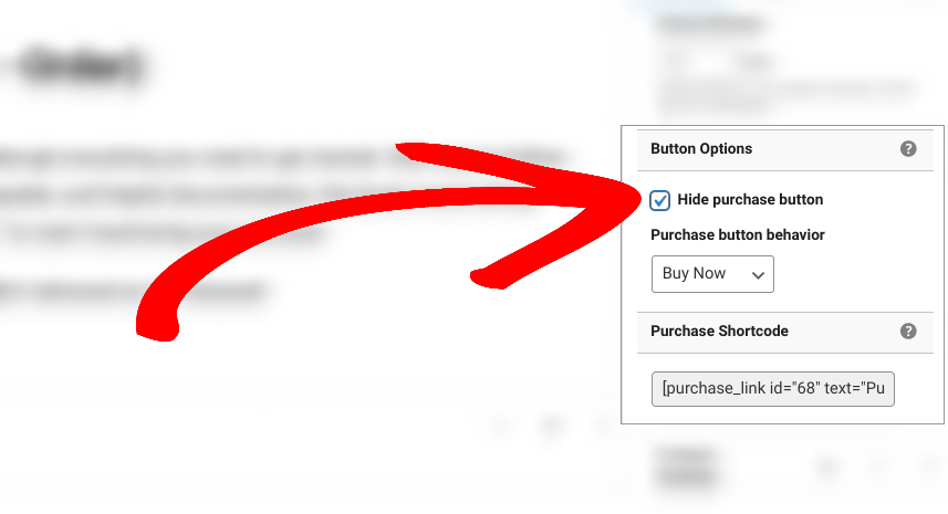 The hide purchase button option in EDD.
