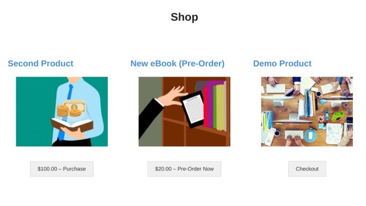 An eCommerce shop with the option to pre-order digital products.