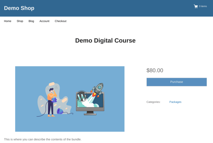 The product page to sell digital course online with WordPress + EDD.