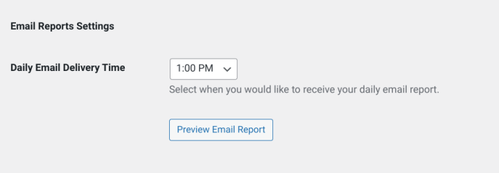 The Email Reports Settings in EDD/WordPress.
