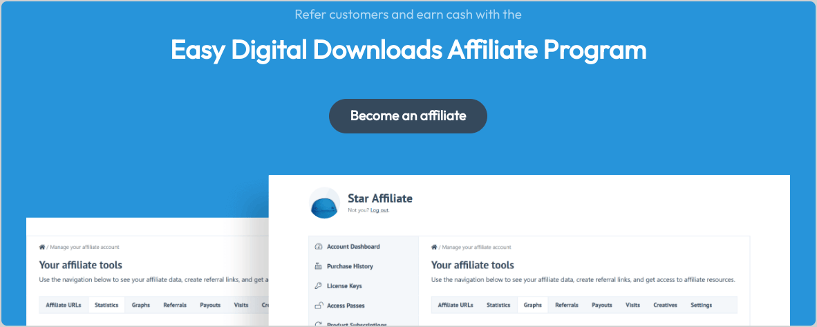 The page to join an affiliate marketing program.