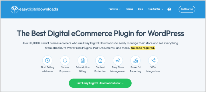 The Easy Digital Downloads plugin website. 