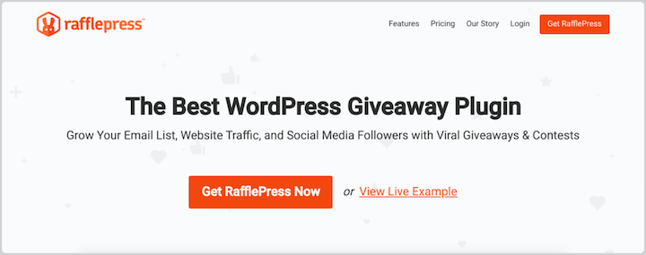 The RafflePress plugin to run an online giveaway in WordPress.