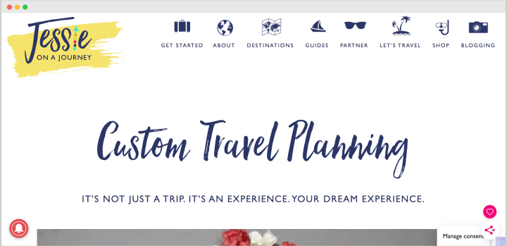 Travel planning services page on a website.