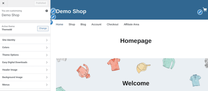 Customizing an online store for free in WordPress.