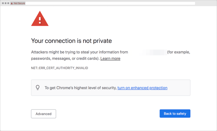 A website that doesn't have an SSL certificate installed using HTTP.