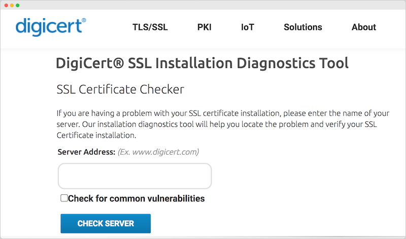 SSL Checker DigiCert SSL Installation Diagnostics tool