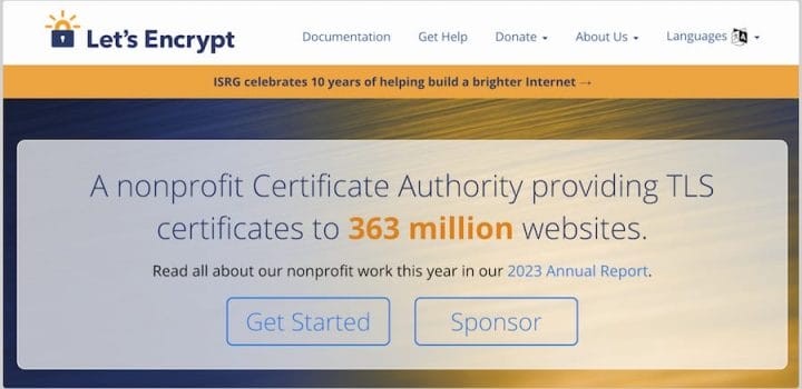 The Let's Encrypt website for getting an SSL certificate for free.
