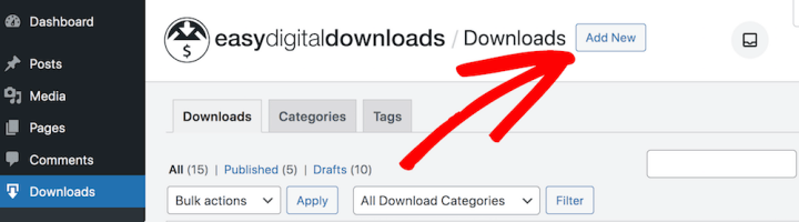 Adding a new download product to sell memberships online in WordPress/EDD.