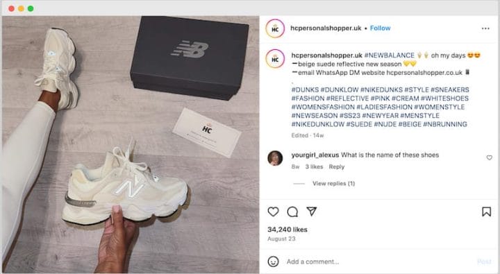 Example of influencer marketing and UGC as ecommerce trends for 2024