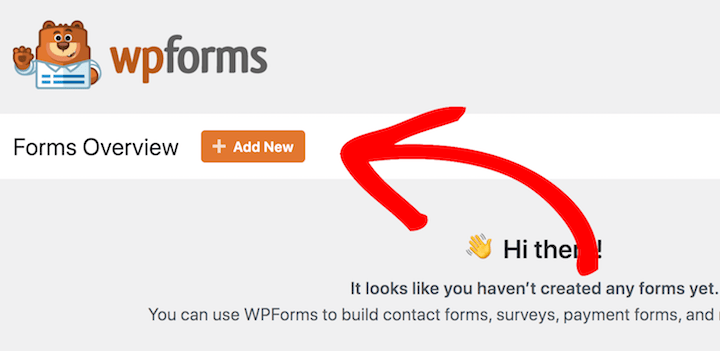 The Add New button in WP Forms.