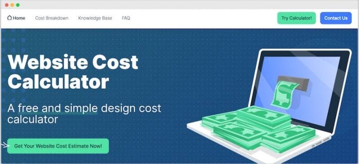 A website tool for estimating your eCommerce website costs.