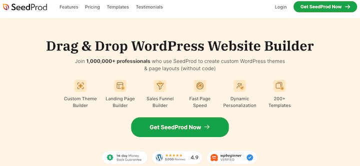 The SeedProd WordPress website.