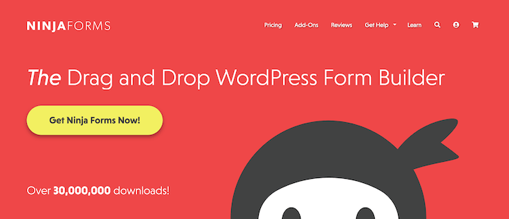 The Ninja Forms WordPress form plugin website.