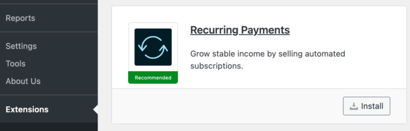 The Recurring Payments EDD add-on in WordPress for configuring tiered pricing.