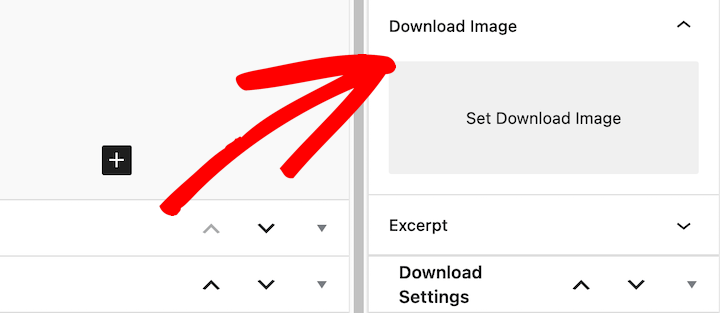 The setting to set a download image for a digital product in WordPress.