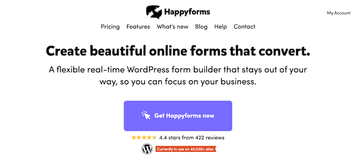 The Happyforms WordPress plugin website.