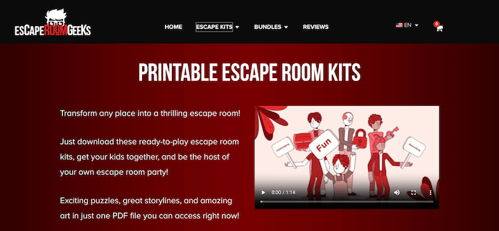 EscapeRoomGeeks website selling printable files.