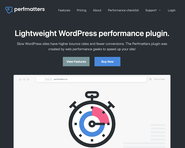 Perfmatters WordPress plugin website.