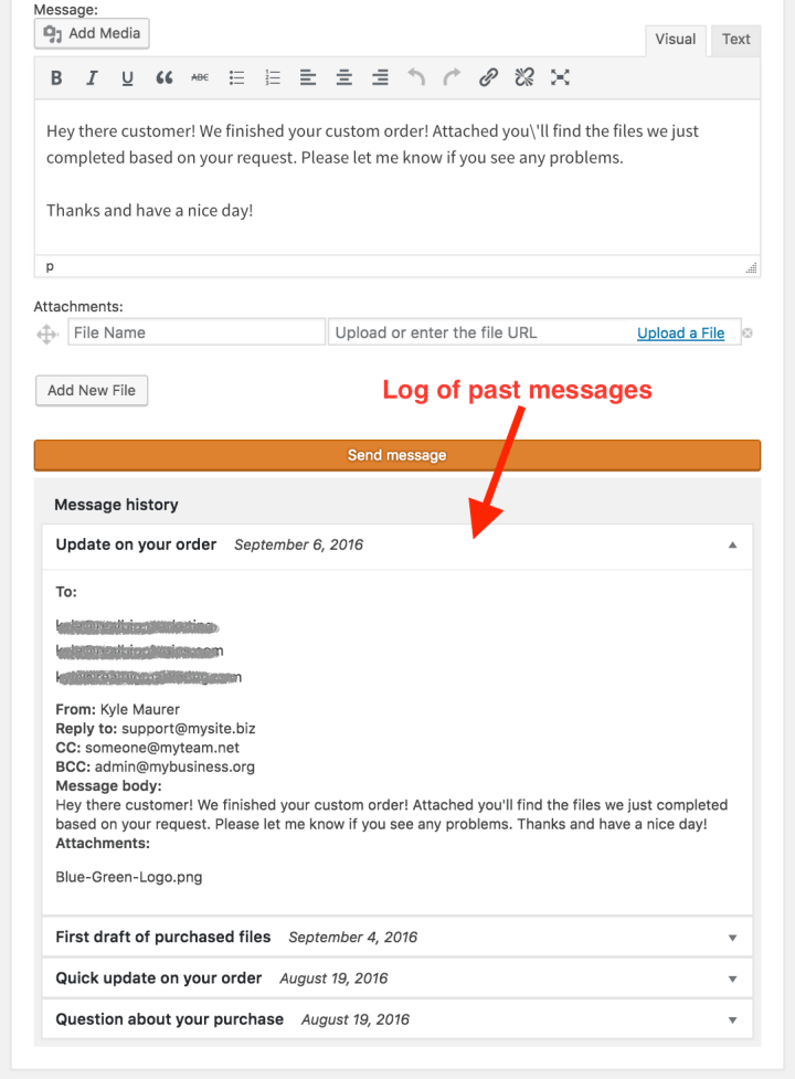 edd-message-customer-form-showing-logs