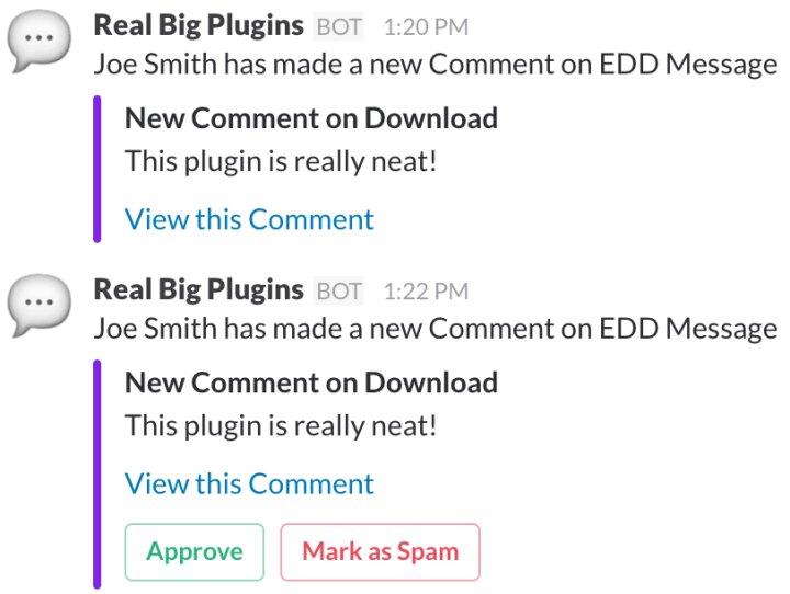 EDD Slack notification with buttons